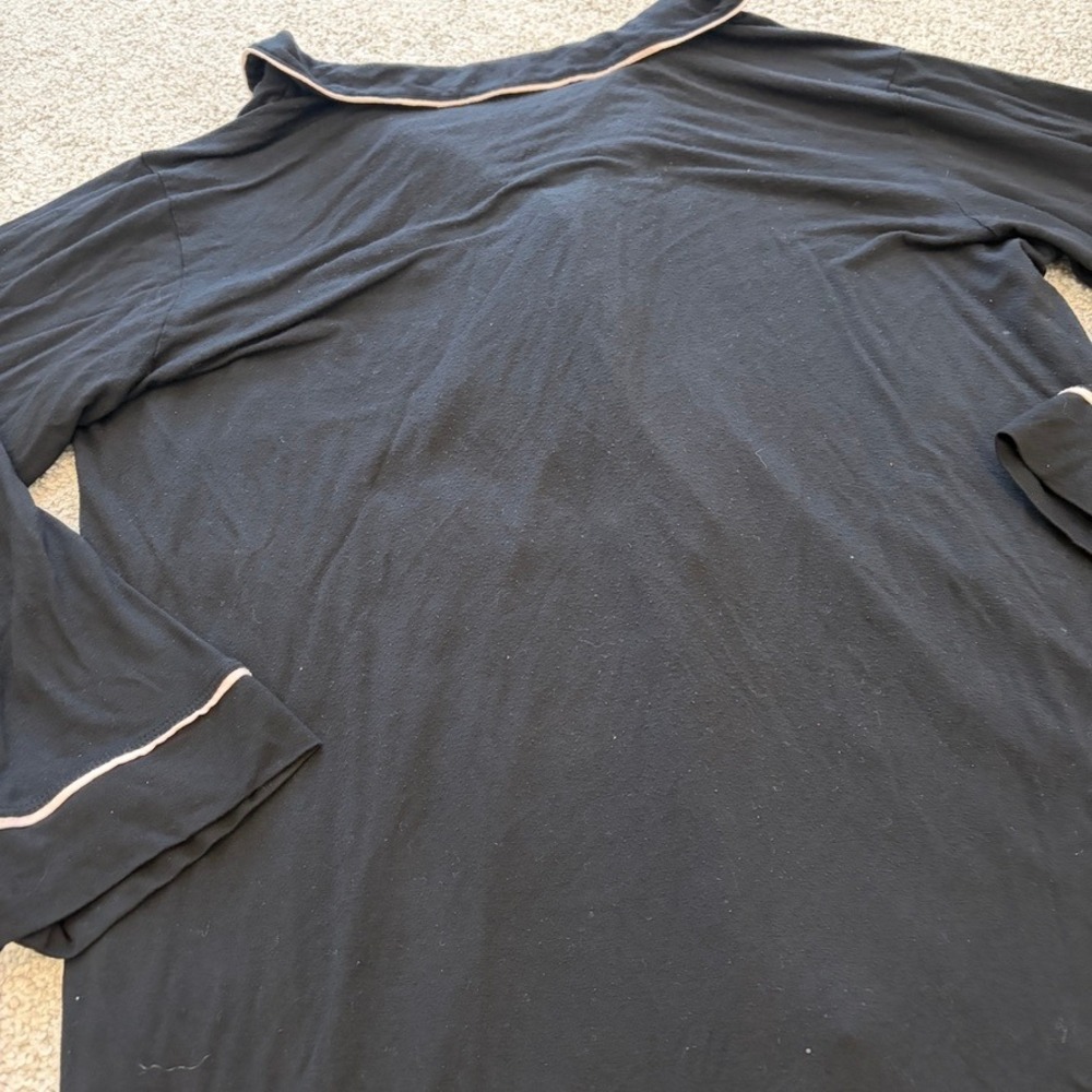Eberjey Sleep Shirt Nightgown Womens L Black Button Up Modal Comfort Lounge - Picture 7 of 7